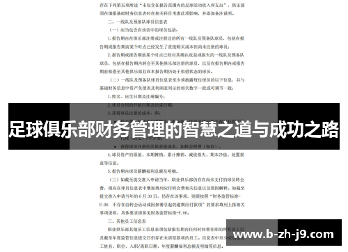 足球俱乐部财务管理的智慧之道与成功之路 足球俱乐部财务管理的智慧之道与成功之路